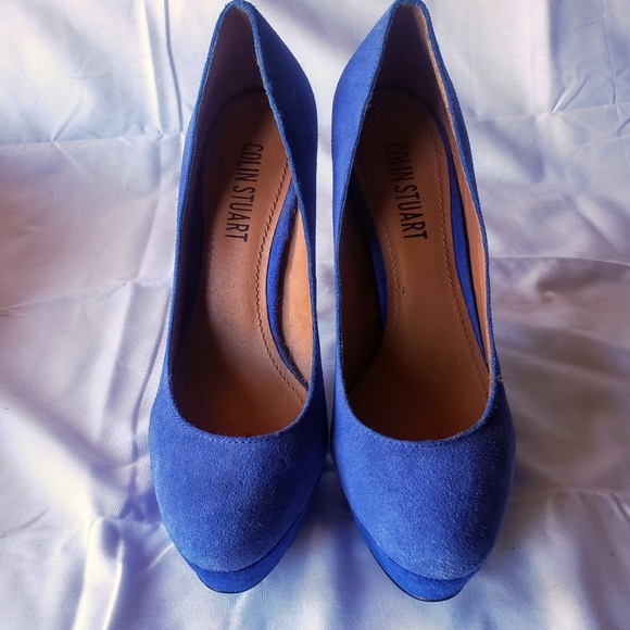 Blue Suede heels Colin Stuart 7.5 - Picture 2 of 4